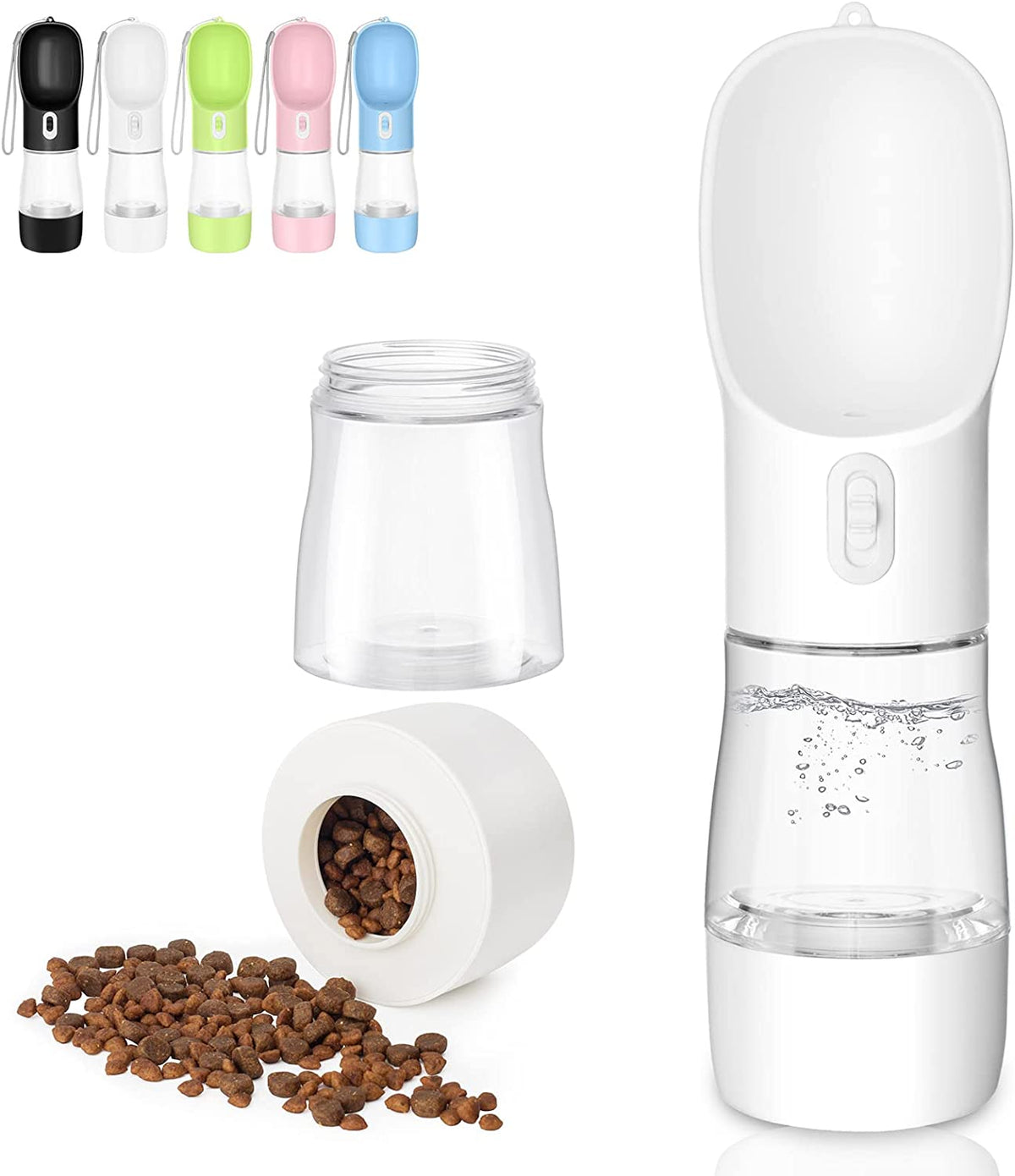 Portable Pet Water Bottle With Food Compartment - Leak Proof 2-in-1 Travel Dispenser for Dogs & Cats
