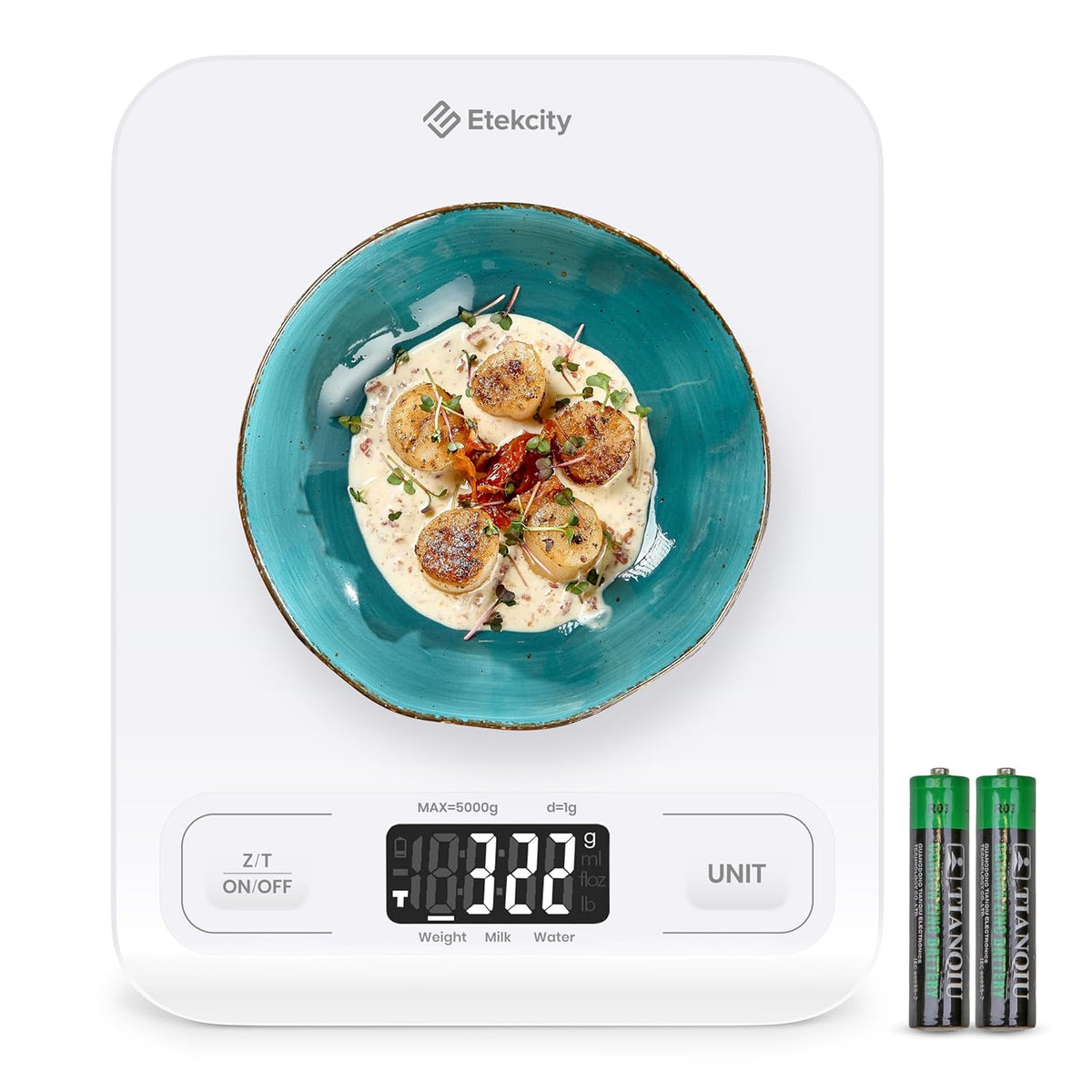 Digital Food Kitchen Scale for Weight Loss, Meal Prep and Cooking - Accurate & Easy to Use, Large Matte Black