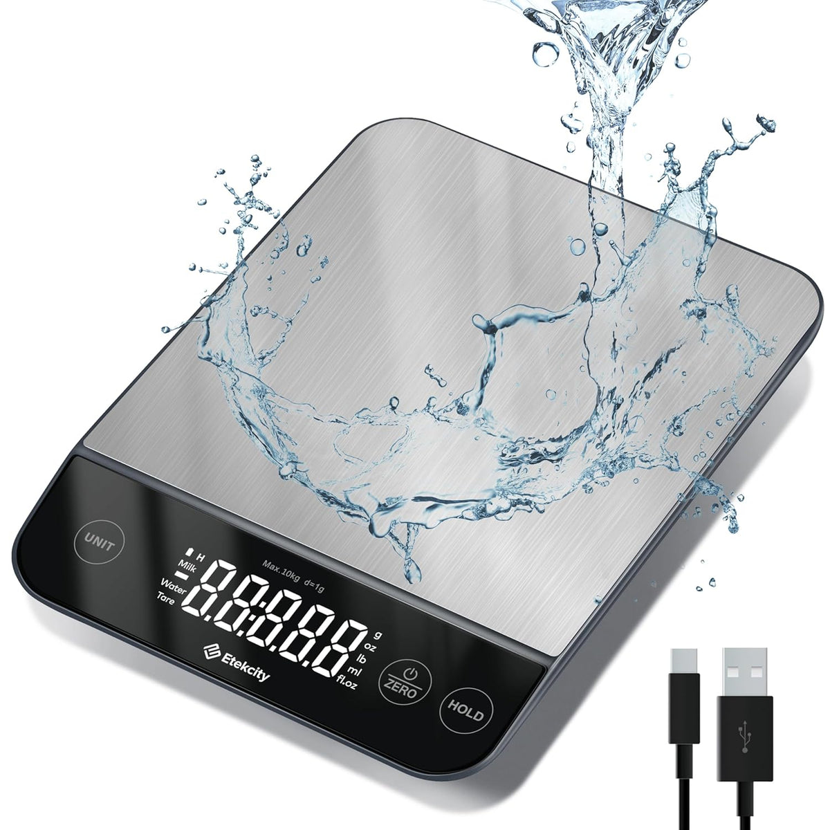 Digital Food Kitchen Scale for Weight Loss, Meal Prep and Cooking - Accurate & Easy to Use, Large Matte Black