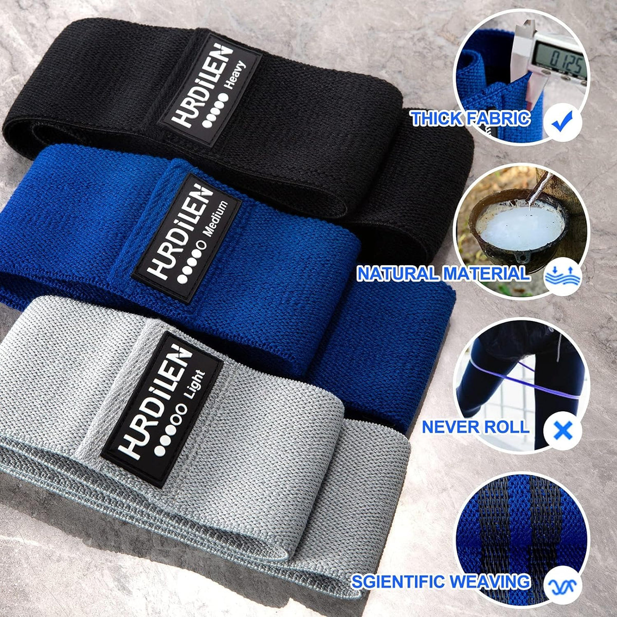 Premium Resistance Bands Set (3 Levels) for Women & Men - Elastic Exercise & Stretch Training Bands with Carry Bag (Tone, Sculpt & Build Strength)