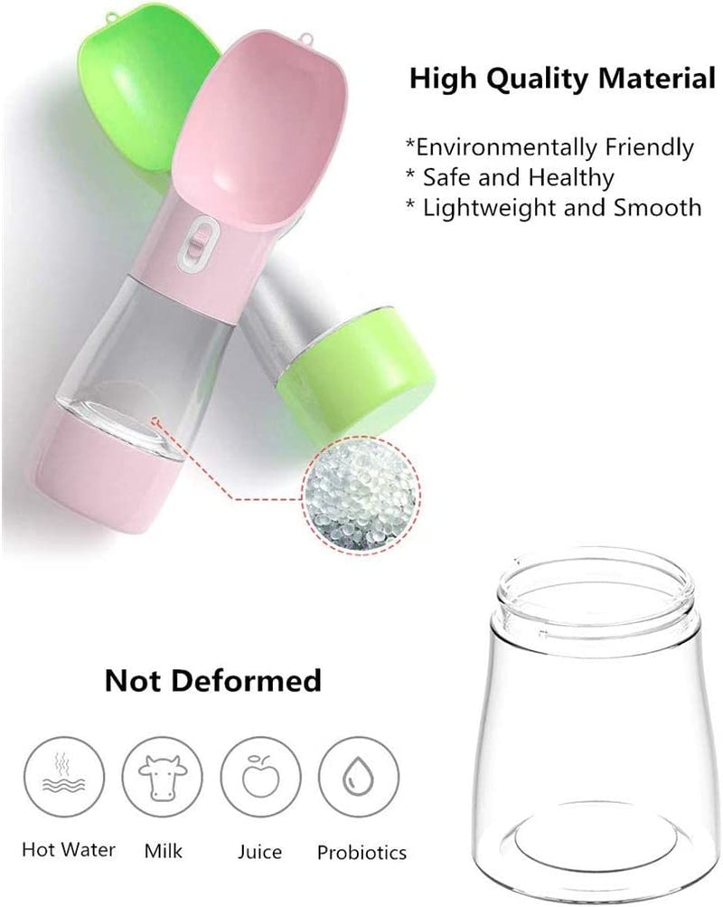 Portable Pet Water Bottle With Food Compartment - Leak Proof 2-in-1 Travel Dispenser for Dogs & Cats
