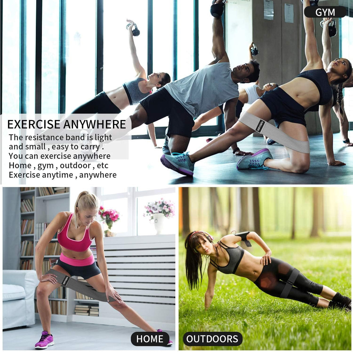 Premium Resistance Bands Set (3 Levels) for Women & Men - Elastic Exercise & Stretch Training Bands with Carry Bag (Tone, Sculpt & Build Strength)