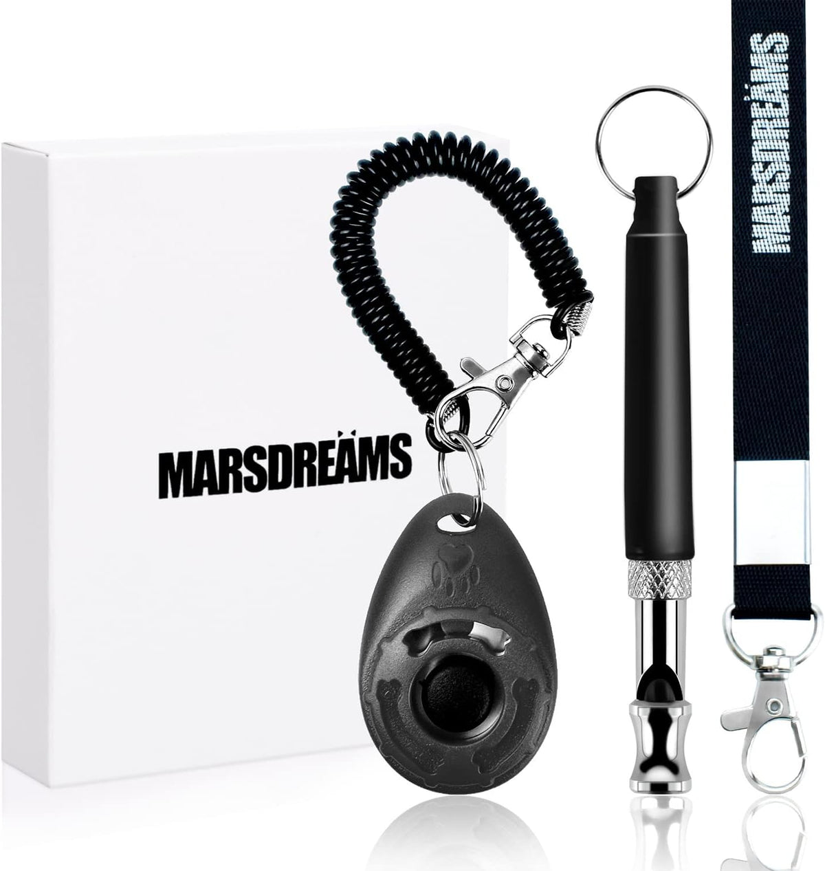 Pet Training Clicker & Whistle Set With Lanyard (3-Pack) - Adjustable Frequency Long-Range Behavior & Bark Control, Training Accessories for Dogs & Puppies 